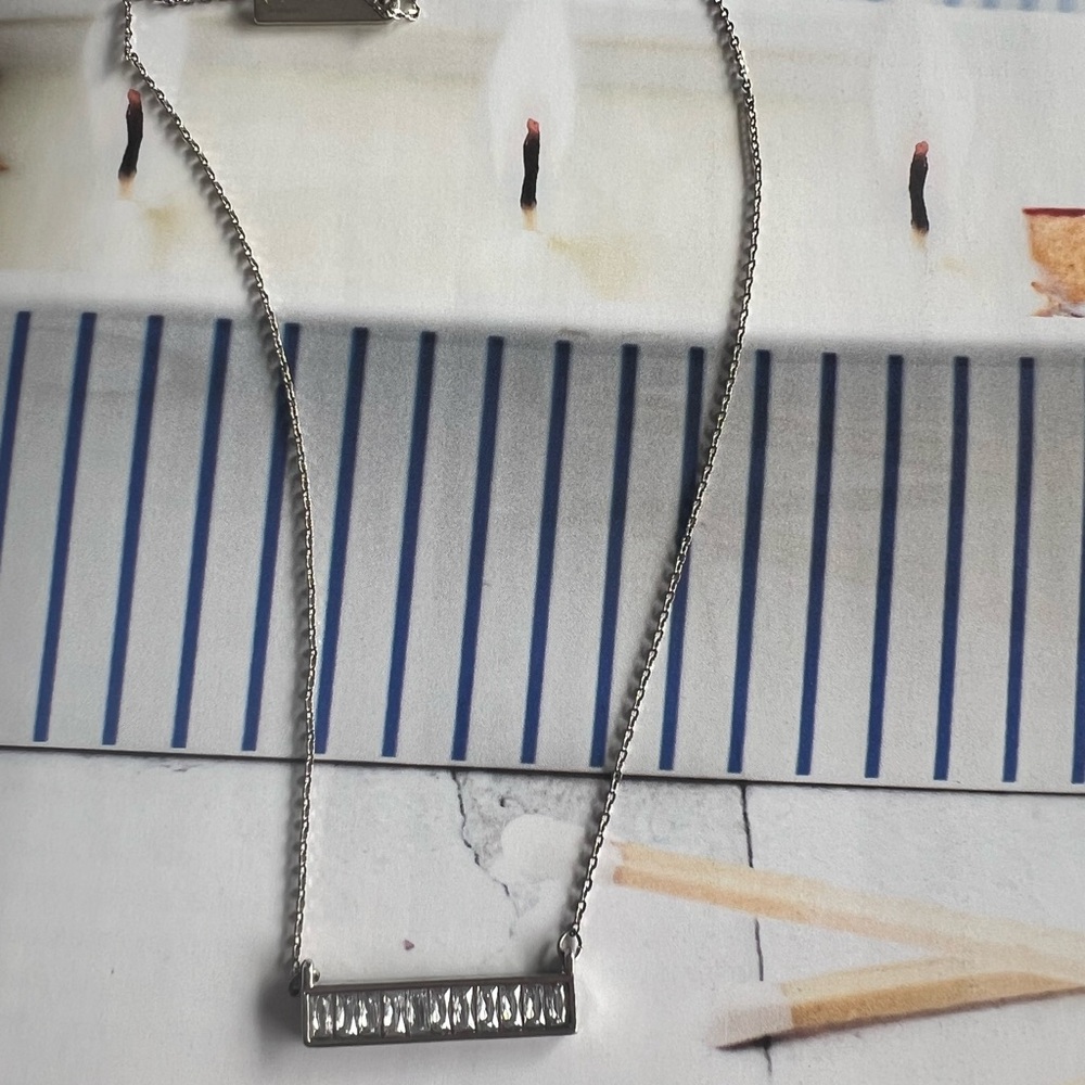 Silver Bar Pendant Necklace